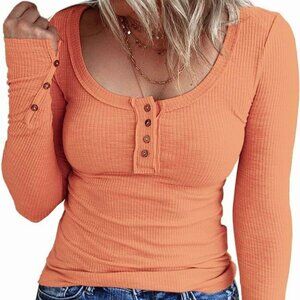 Kissfix Women's Long Sleeve Casual Henley Top